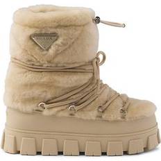 Shoes Prada Women's Shearling Après Ski Booties - Beige Khaki