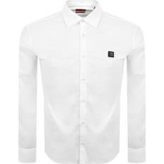 Herr - Kanvas Skjortor HUGO Slim-Fit Shirt with Stacked Logo - Cotton
