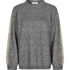 Dame Sweatere Modström LineMD O-Neck - Dark Grey Melange
