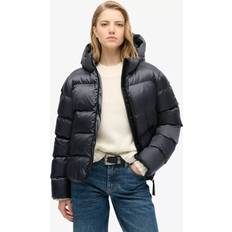 Hooded Luxe Sports Puffer - Ebony Sheen