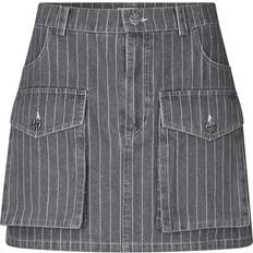 Sali Nederdel Grey Pinstripe Denim - Grey
