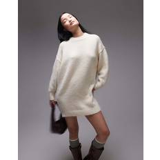 Oversize Dresses Topshop Knitted Oversized Crew Mini Dress - Ivory/White