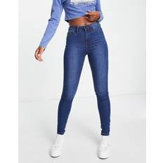 Noisy May Callie Højtaljede Skinny-Jeans - Mellemblå