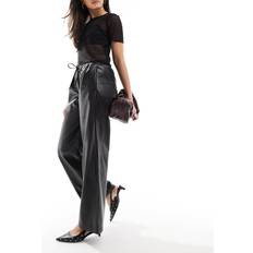 Bershka Tøj Bershka Sorte Bukser Med Vidde Og Bindebånd - Black