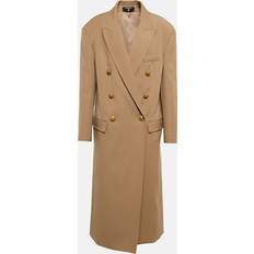 Balmain Coats Balmain Oversized Wool Coat - Beige