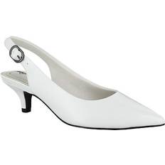 Shoes Easy Street Faye Pointed Toe Kitten Heel Pumps - White