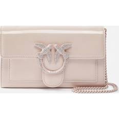 Beige Portefeuilles Pinko Patent Bird Buckle Wallet - Rose Poudré-Color Block