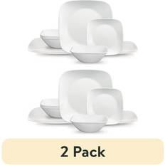 Corelle Classic Pure White Square Dinnerware of 2 Dinner Set 12pcs