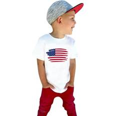 Bow T-shirts Children's Clothing Aompmsdx 4th Of July Summer Short Sleeve T Shirt - White