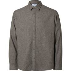 Herr - Oversize Skjortor Selected Homme Slhowen Flanellskjorta - Brun
