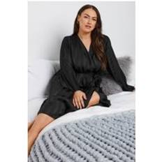 Femme Peignoirs Yours Stripe Jacquard Satin Robe - Black