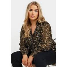 Leopard - Women Blouses Yours Leopard Print Stud Blouse - Brown