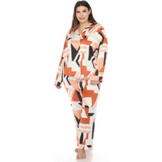 Bronze Sleepwear White Mark Plus Size Printed Satin Pajama Set - Bronze