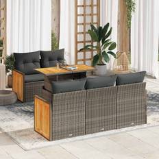 Lounge-Sets reduziert vidaXL 6-tlg Garten-Sofagarnitur mit Kissen Grau Lounge-Set