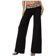 Leopard - Women Pants Edikted Leopard Fold Over Pants - Leopard