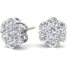 Unisex Earrings Elegant White Gold Plated 925 Sterling Silver Brilliant Trendy Ice Out Big Flower Cluster Round Hip Hop Iced 5A Cz Unisex Circle Stud Screw Back Earrings