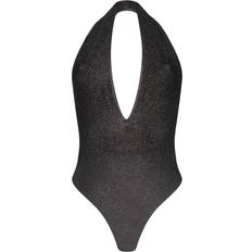 Palm Angels Women Swimwear Palm Angels Lurex V-neck Swimsuit - Black