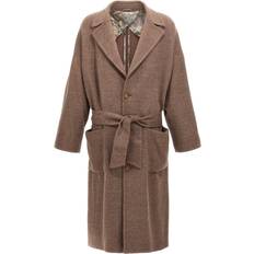 Beige - Men Coats Etro Single Breasted Wool Coat - Grey