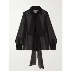 Valentino Scarf-detail Sheer Silk Chiffon Blouse - Black