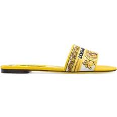 Dolce & Gabbana Sandales Dolce & Gabbana Maiolica Print Flat Sandals Yellow