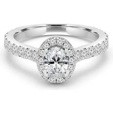Oval Diamond Cathedral Tapered Halo Engagement Ring 14K White Gold