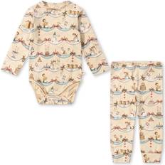 Økologisk bomuld Øvrige sæt Børnetøj Konges Sløjd Basic Body Pants Set - Beige