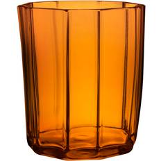 Glas - Guld Fyrfadsstager Orrefors Reed Lysestage 85 Mm Amber Fyrfadsstage