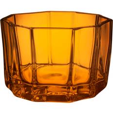Glas - Guld Fyrfadsstager Orrefors Reed Lysestage 45 Mm Amber Fyrfadsstage