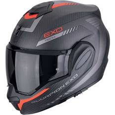 Scorpion EXO Tech Evo Carbon Cosy Helm, schwarz-rot, Größe für Männer