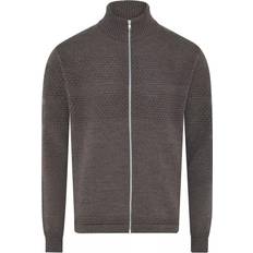 Clipper Saltum Cardigan Med Høj Krave - Dark Khaki Melange