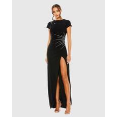 Clothing Mac Duggal Ieena Slit Maxi Gown with Side Beaded Detail - Black