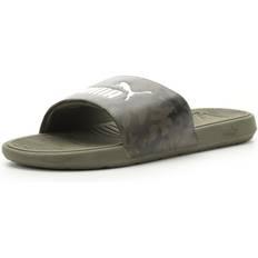 Synthetic Leather Slippers & Sandals Puma Cool Cat 2.0 Camo Slide Sandals - Dark Olive Black/Deep Lichen Green/White