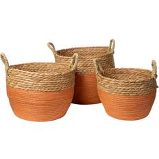 Orange Boxes & Baskets Romimex Set Med Kurve Orange Naturlig Fiber 3 Dele Kasse & Kurv