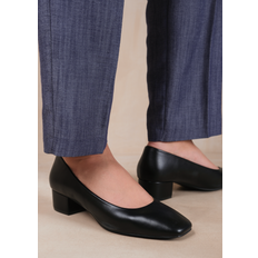 Faux Leather - Women Heels & Pumps Where's That From Seattle Pu Wide-Fit Square Toe Heels - Black