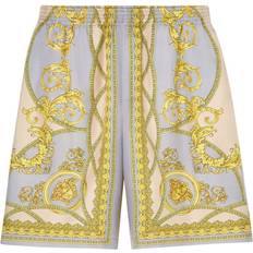 Versace Shorts Versace Barocco Print Silk Shorts - Golden