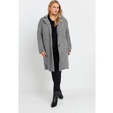 Jackets Yours Plus Size Button Front Midi Jacket - Grey