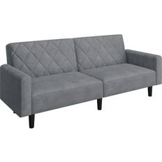 Velvet Futon Bed Dark Grey 73cm H X 159cm W X 53cm D