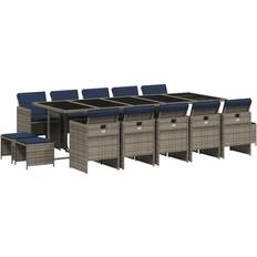 vidaXL 15 Piece with Cushions 108.3 x 41.7 x 28.7 in Patio Dining Set