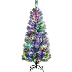 Costway 5ft Pre-Lit Hinged Snow Flocked Christmas Tree