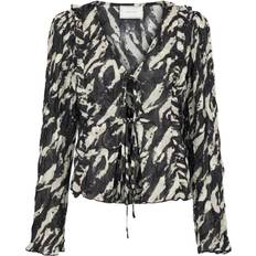 Neo Noir Överdelar Neo Noir Indy Distressed Zebra Blouse - Black