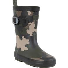 Unlined Wellingtons Trespass Puddle Camo Wellington Boots - Green Brown Black