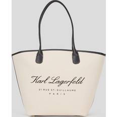 Karl Lagerfeld Totes & Shopping Bags Karl Lagerfeld Hotel Medium Canvas Tote Bag - Beige