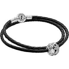 Armbänder Pandora Damen Lederarmband Set mit Charm Seestern - Schwarz