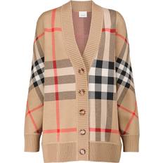 Checkered Cardigans Burberry Vintage Check Jacquard Cardigan - Beige