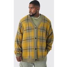 Mies - Polyesteri Neuletakit Plus Brushed Knit Flannel Drop Shoulder Cardigan - Green