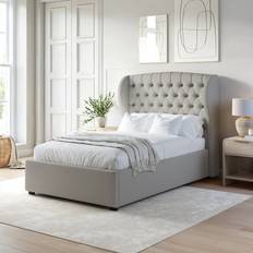 Grey Fabric Small Double Ottoman Bed