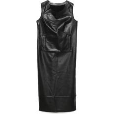 Cuir Robes Norma Kamali Faux Leather Sleeveless Dress - Black