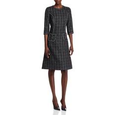 Clothing Metallic Plaid Boucle Dress - Black Silver