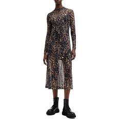 AllSaints Klänningar AllSaints Hanna Leopardmönstrad Midiklänning - Mesh Brun
