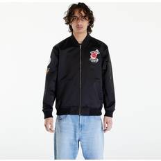 Mitchell & Ness NBA Lightweight Satin Bomber Vintage Logo Heat Jacket Black